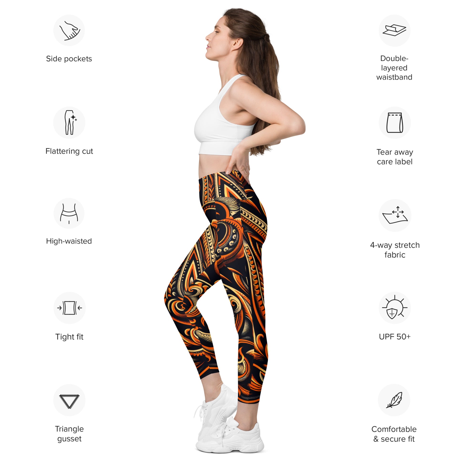 Laha'ole Pasley Leggings with pockets Yoga Leggings Pa'akai & Kukui