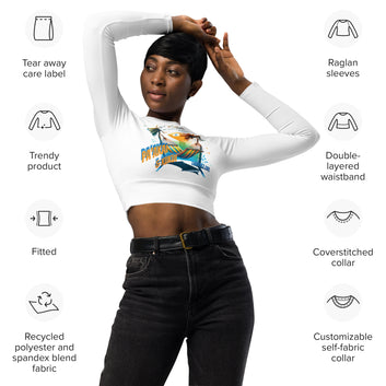 Beach Life Recycled long-sleeve crop top