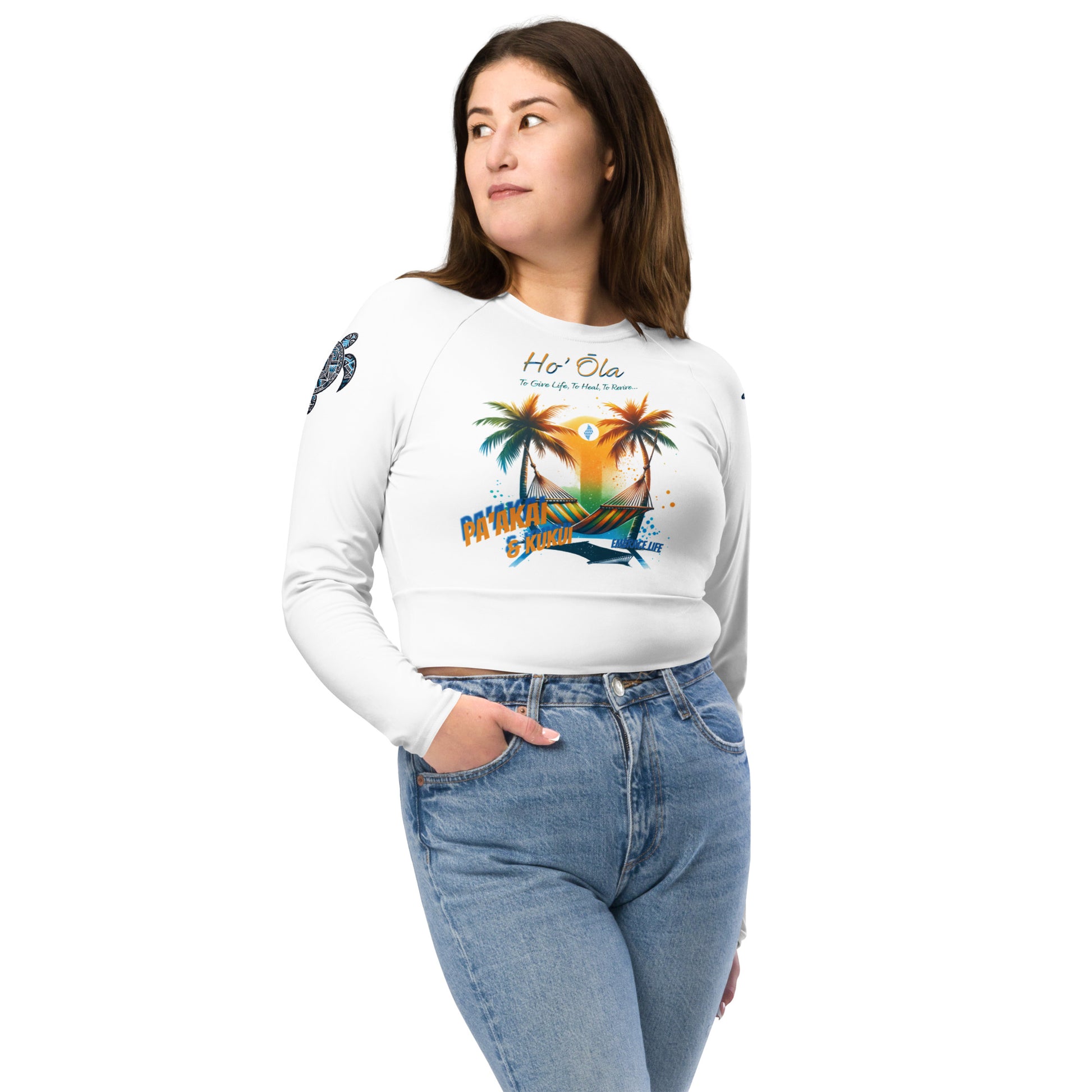 Beach Life Recycled long-sleeve crop top Crop Top Pa'akai & Kukui