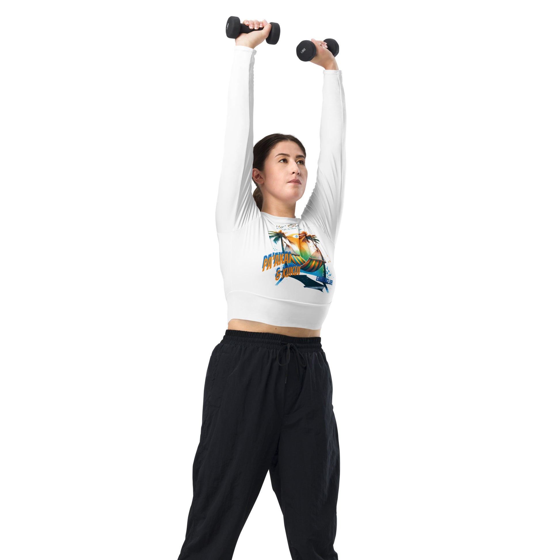 Beach Life Recycled long-sleeve crop top Crop Top Pa'akai & Kukui