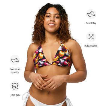 Rose Gold Hibiscus String Bikini top
