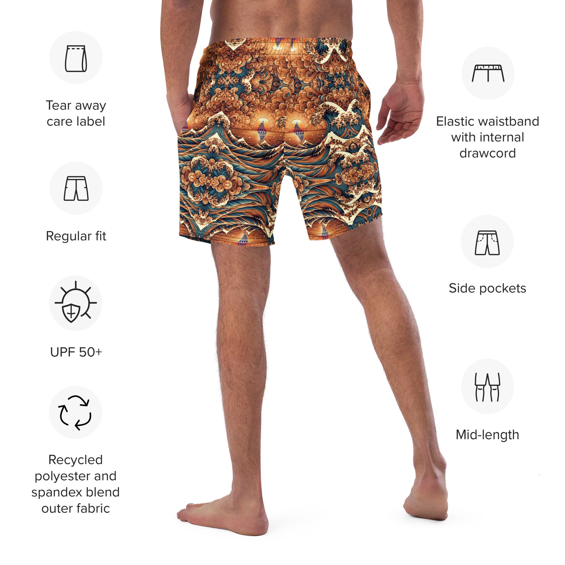 Japanese Wave Art Swim Trunks Swim shorts Pa'akai & Kukui