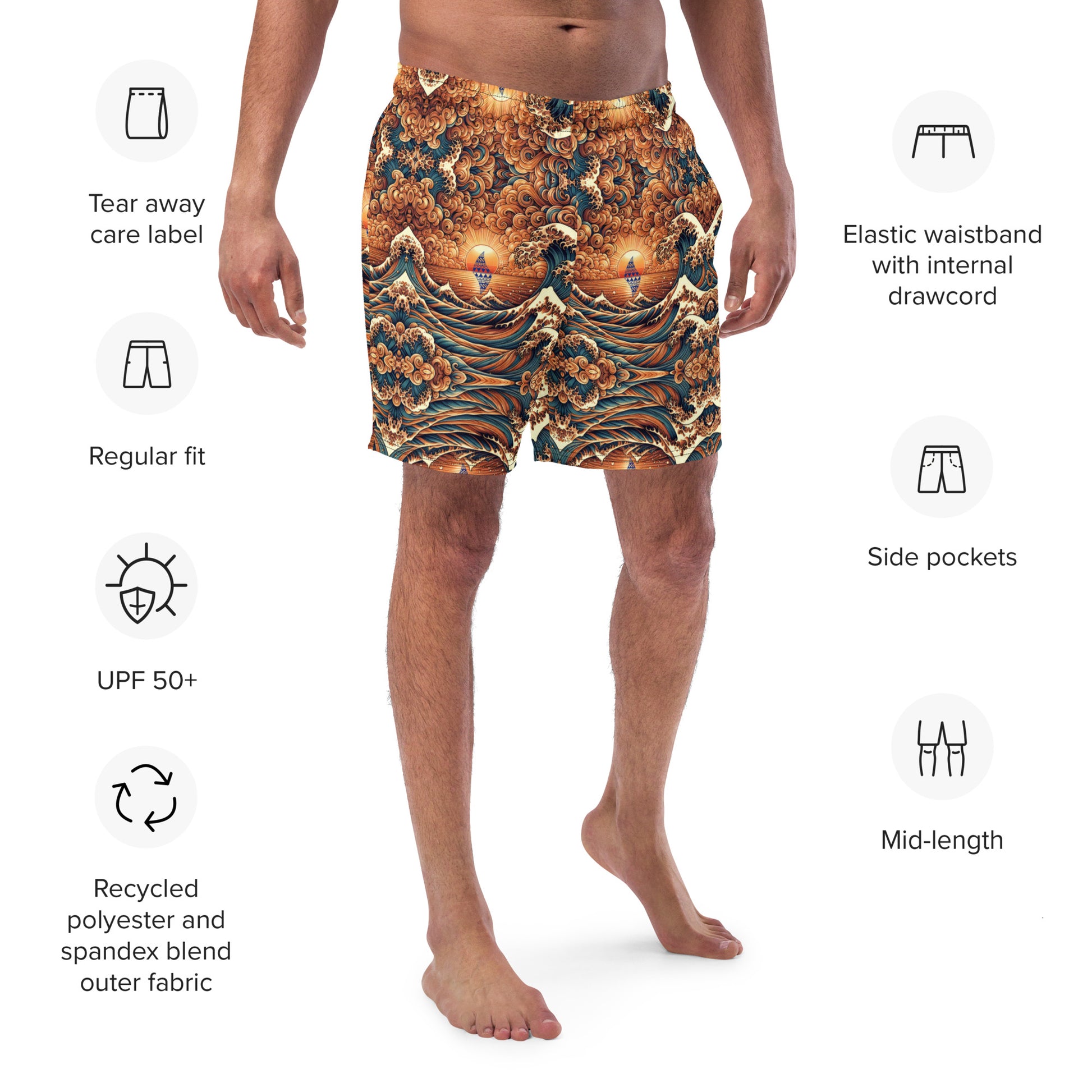 Japanese Wave Art Swim Trunks Swim shorts Pa'akai & Kukui