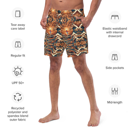 Japanese Wave Art Swim Trunks