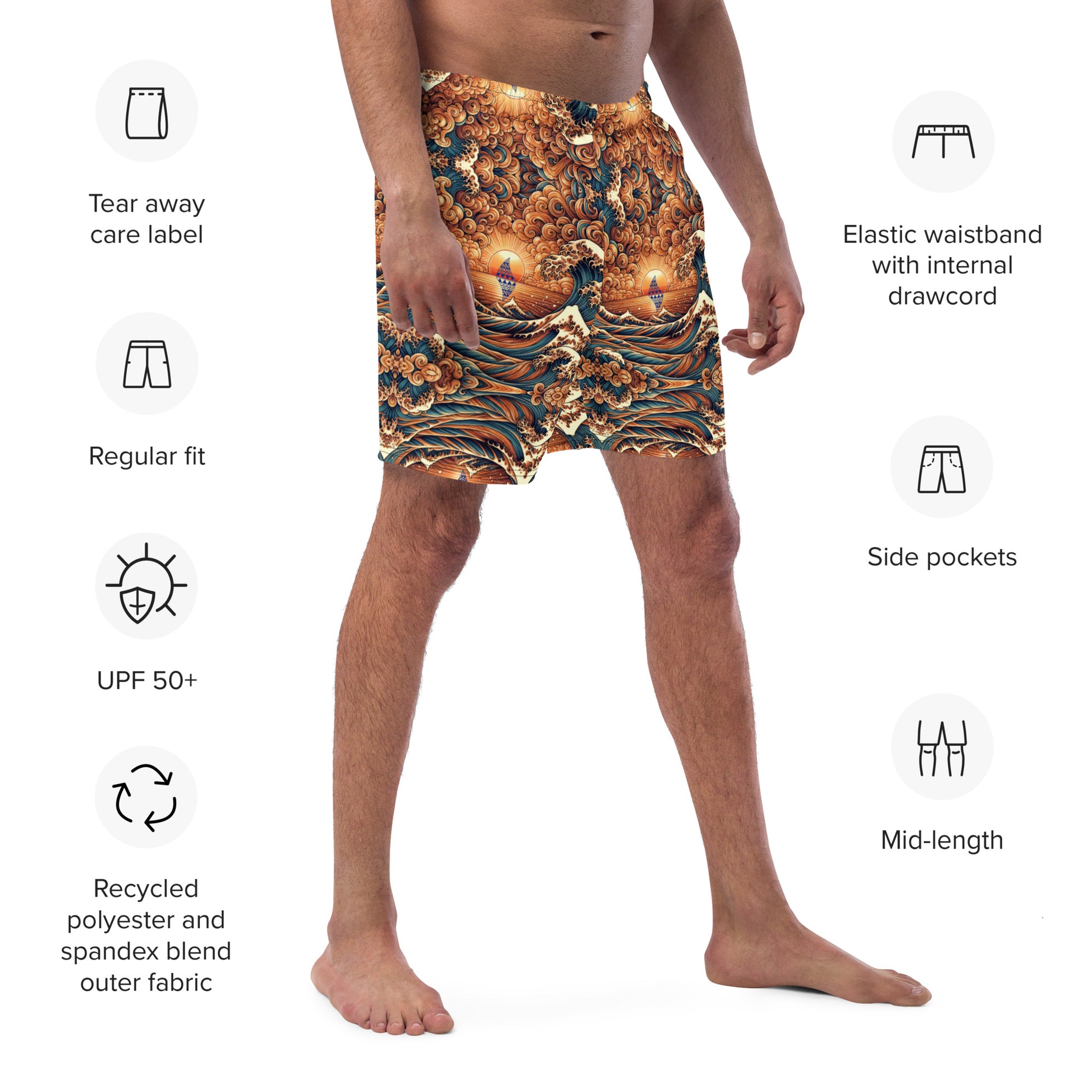 Japanese Wave Art Swim Trunks Swim shorts Pa'akai & Kukui