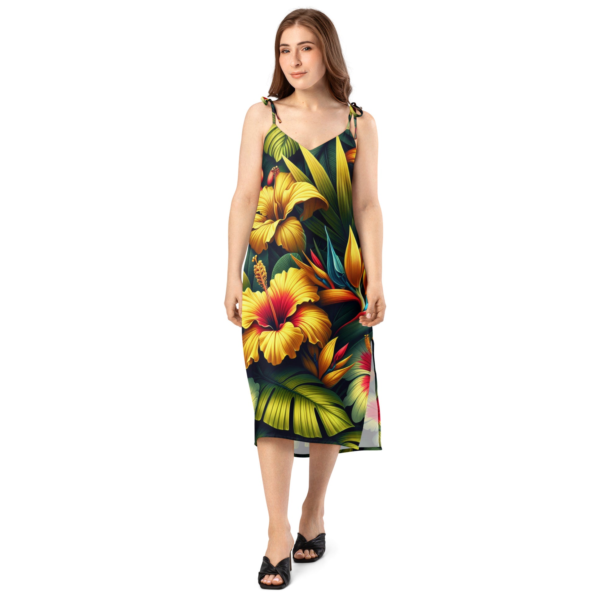 Nā Pua Nani - Tie-strap midi dress Dress Pa'akai & Kukui Black XS