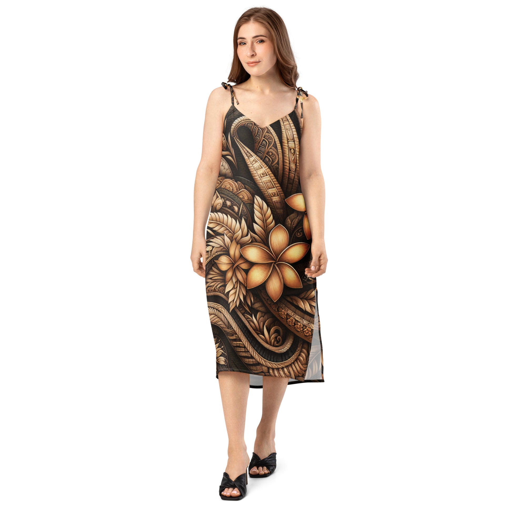 Lū'au 'Ohana Tie-strap midi dress Dress Pa'akai & Kukui