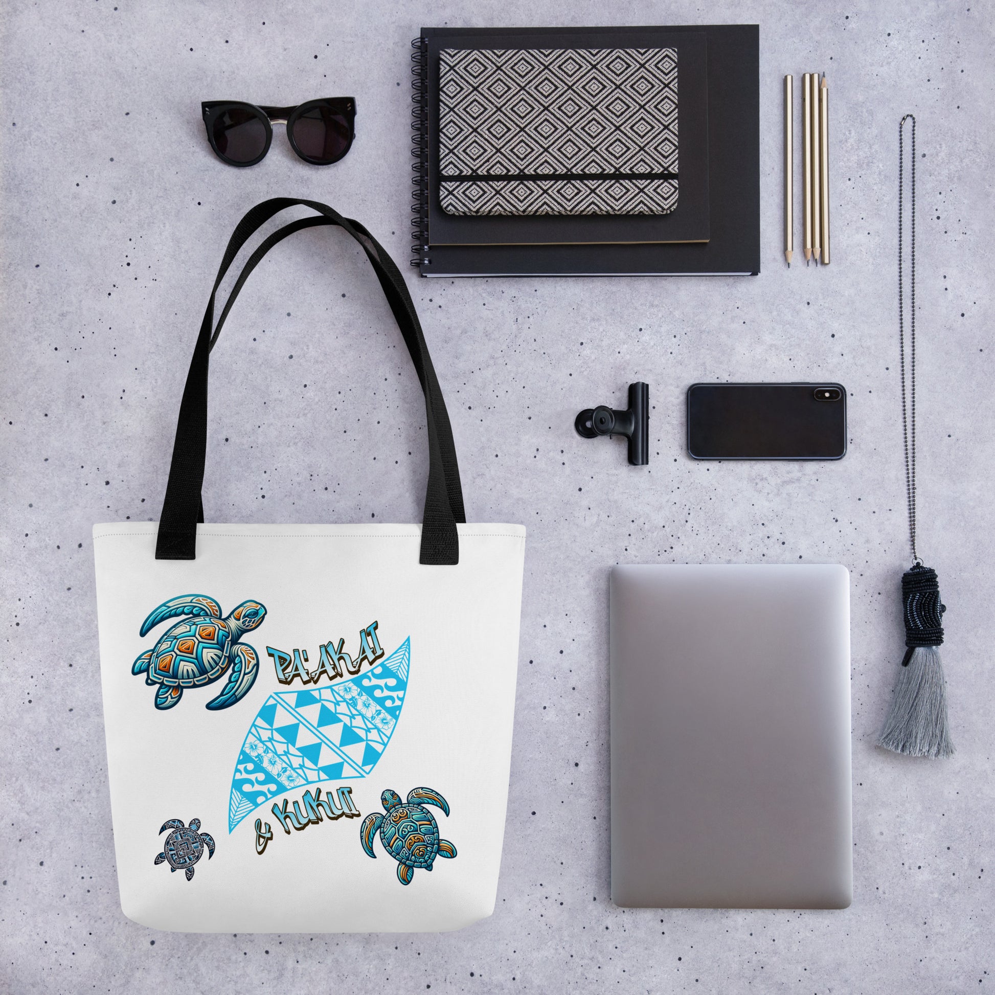 Tribal Sea Turtle Tote bag Tote Bag Pa'akai & Kukui
