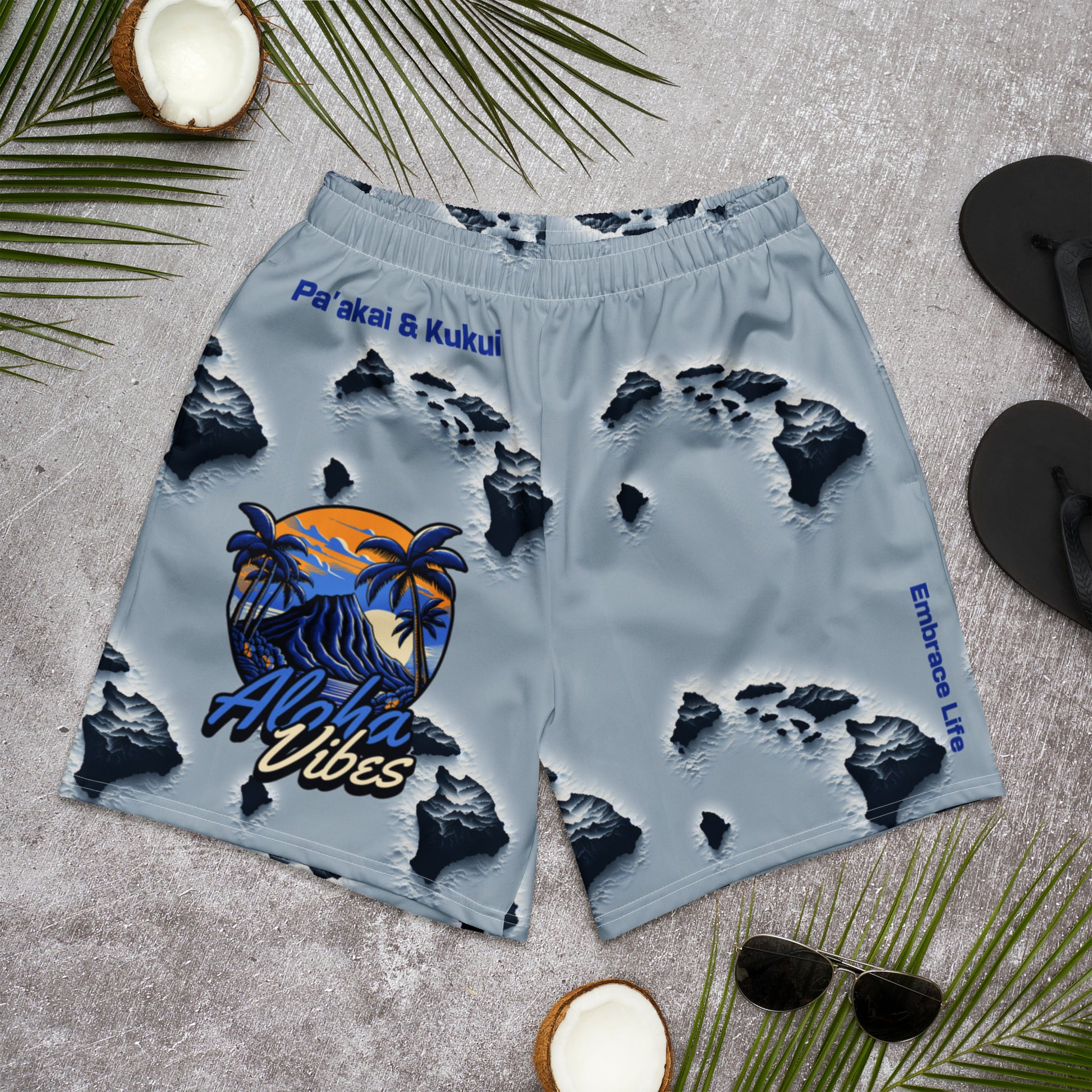Aloha Vibes 'Uli'uli - Athletic Long Shorts Athletic Shorts Pa'akai & Kukui