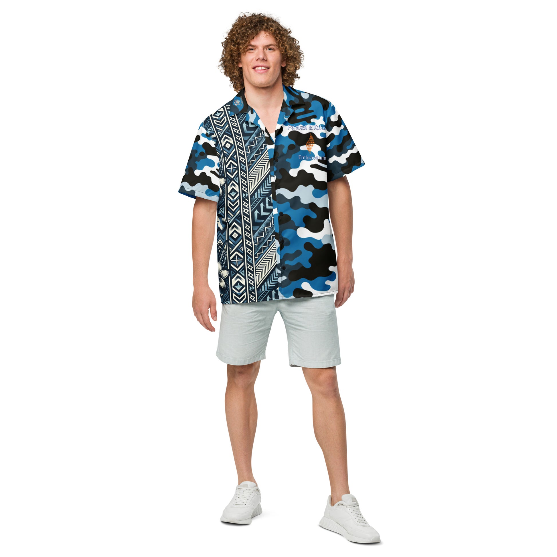Nā kāne koa - button up shirt Button Up Polo Pa'akai & Kukui S