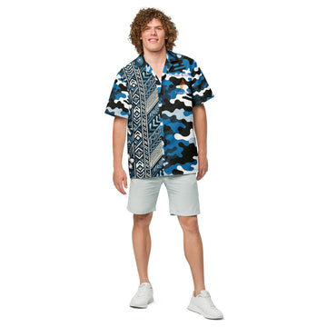 Nā kāne koa - button up shirt Button Up Polo Pa'akai & Kukui S