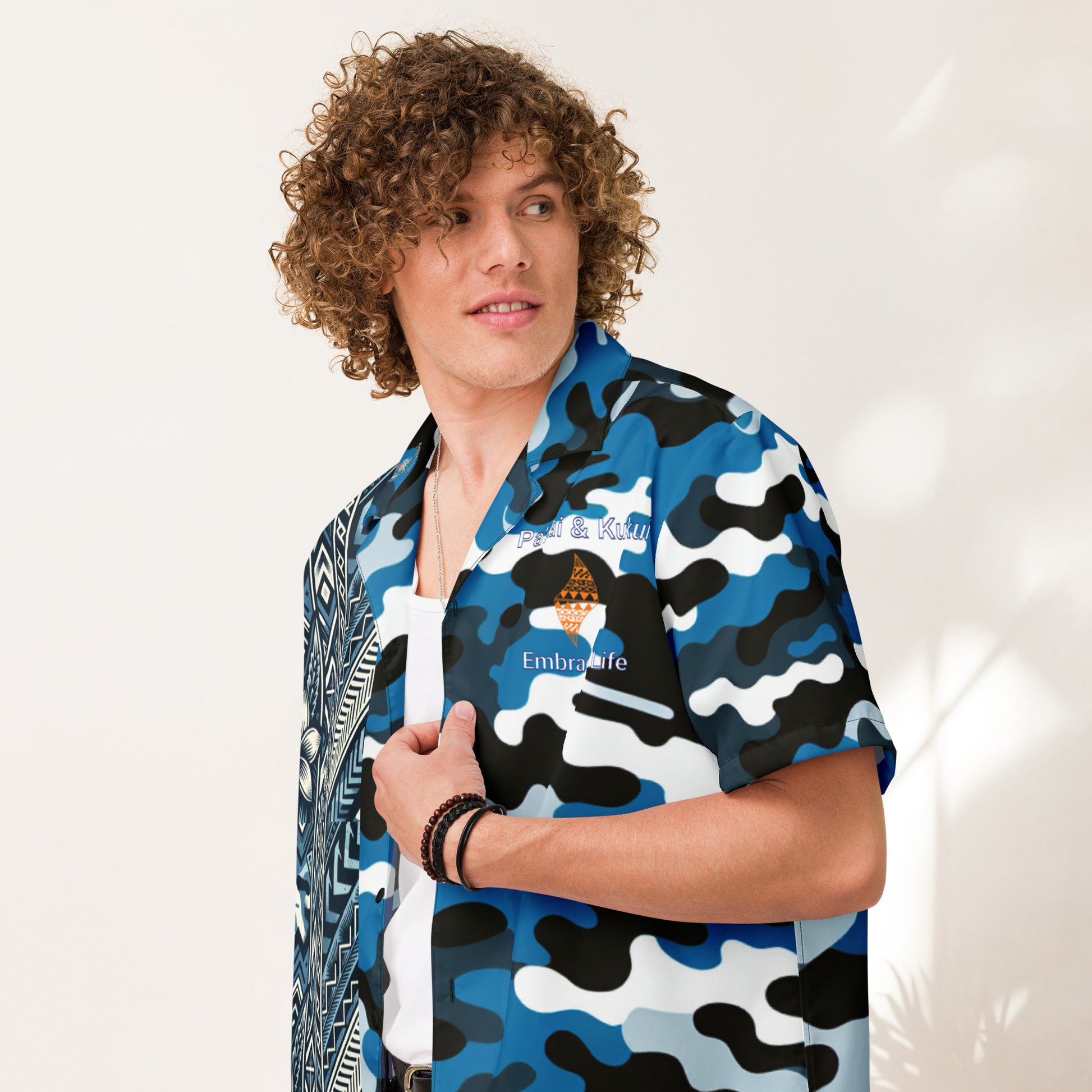 Nā kāne koa - button up shirt Button Up Polo Pa'akai & Kukui