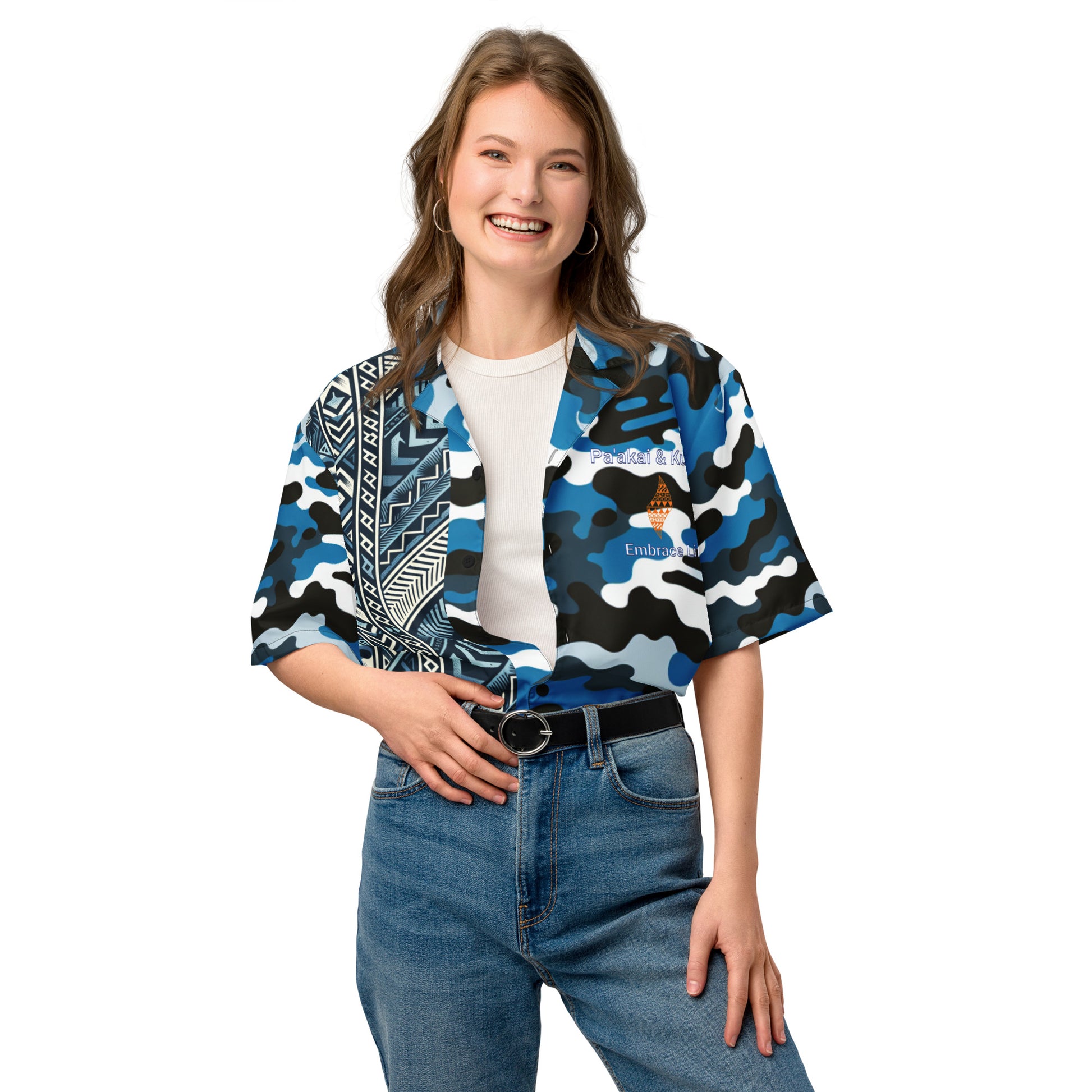 Nā kāne koa - button up shirt Button Up Polo Pa'akai & Kukui