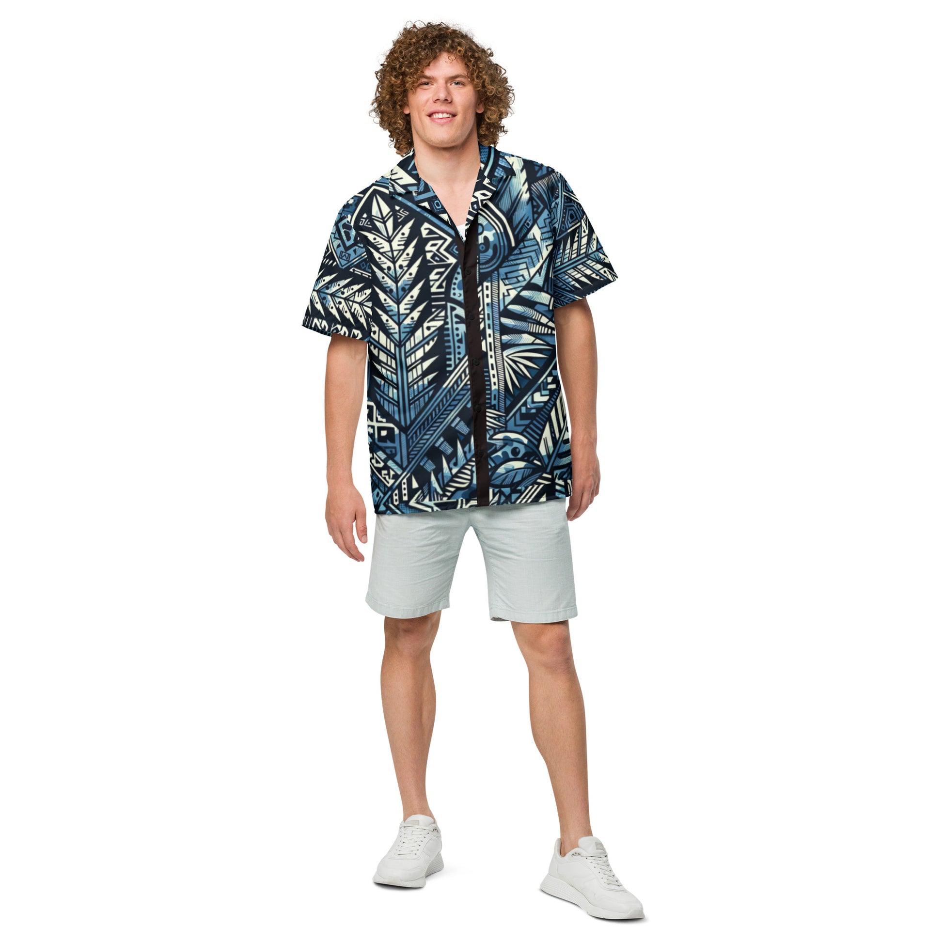 Nā kāne koa button up shirt Button Up Polo Pa'akai & Kukui