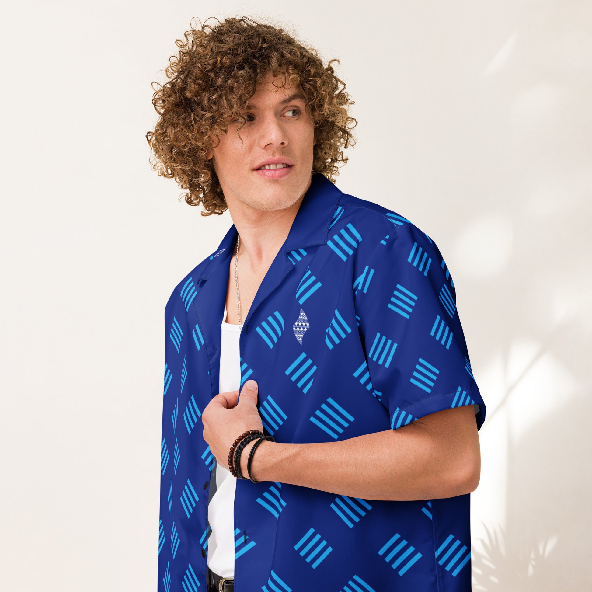 Nā Kaha Uliuli - button up shirt Button Up Polo Pa'akai & Kukui