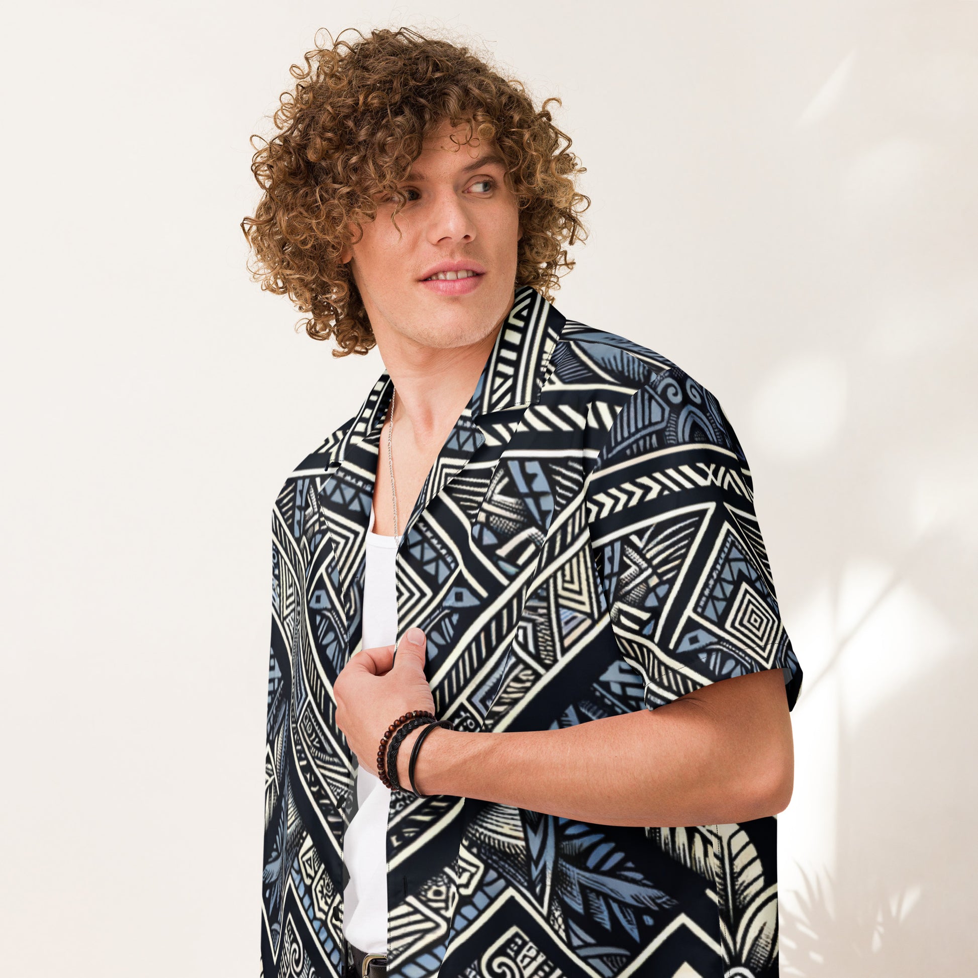 Koa Camo Tribal Button Up Shirt Button Up Polo Pa'akai & Kukui