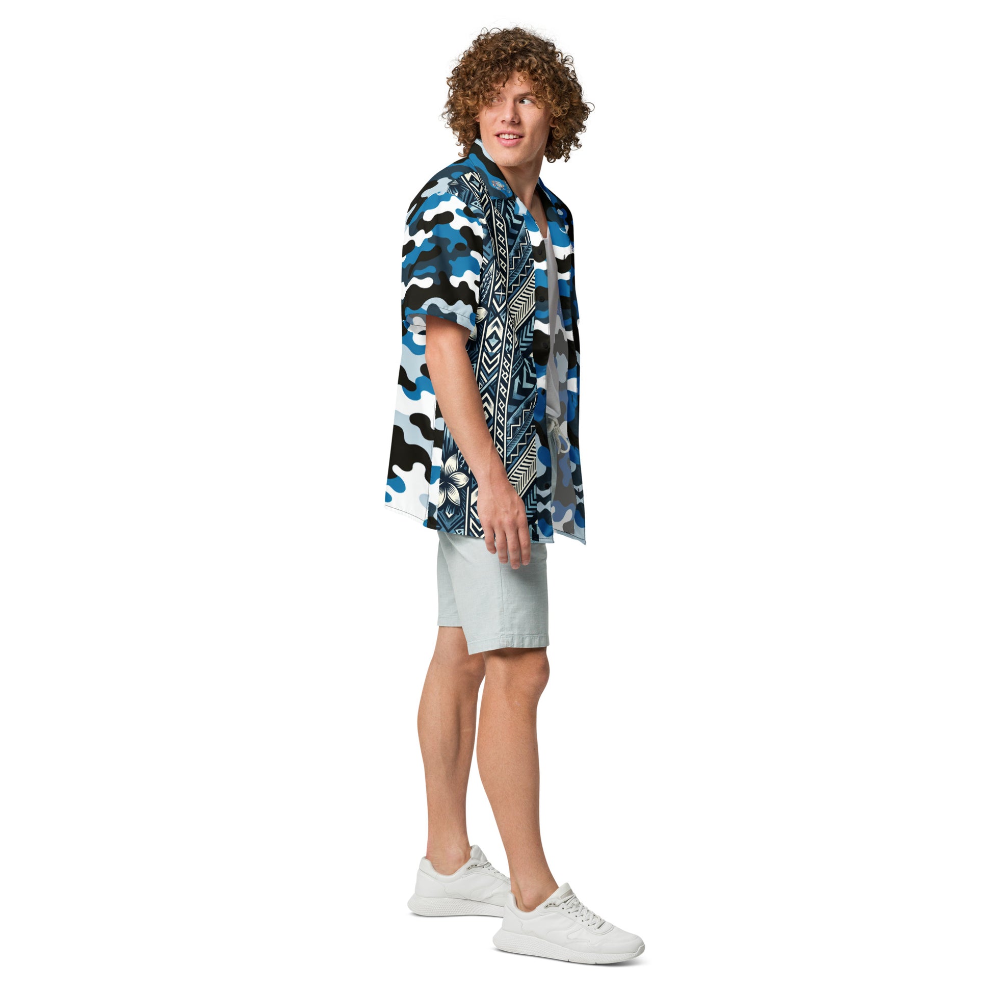 Nā kāne koa - button up shirt Button Up Polo Pa'akai & Kukui