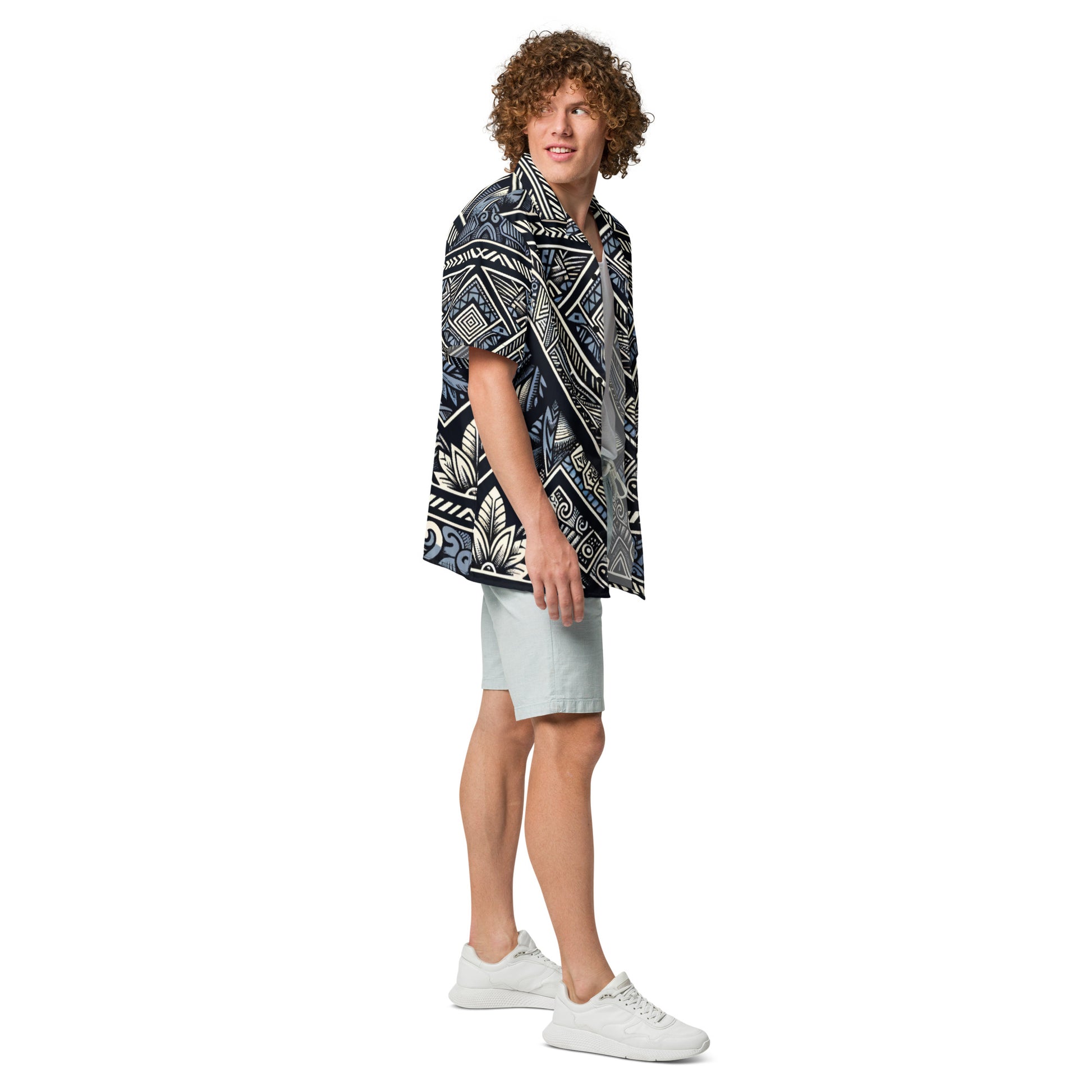 Koa Camo Tribal Button Up Shirt Button Up Polo Pa'akai & Kukui