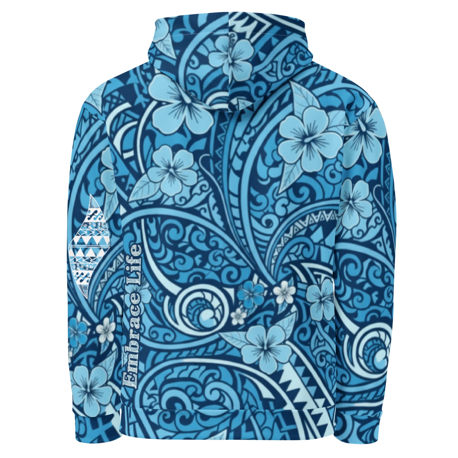 'Uliuli Lāhui (Tribal Blue) cotton hoodie Pullover Hoodie Pa'akai & Kukui