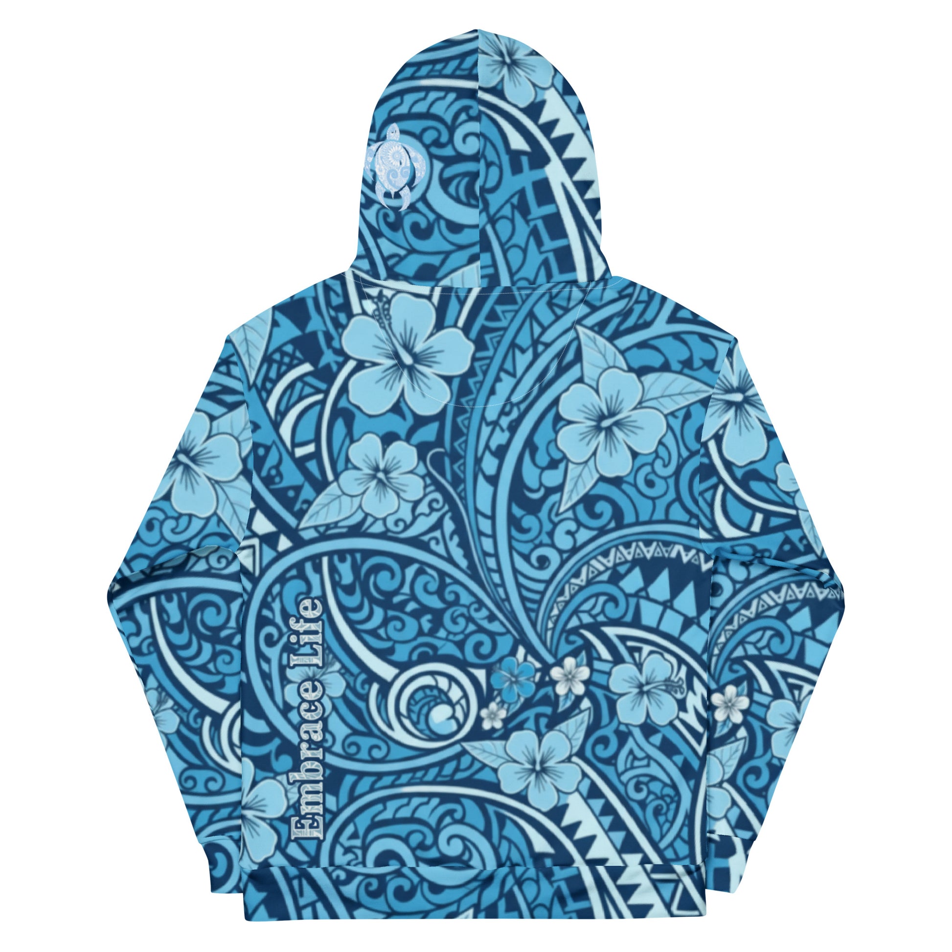 'Uliuli Lāhui (Tribal Blue) cotton hoodie Pullover Hoodie Pa'akai & Kukui