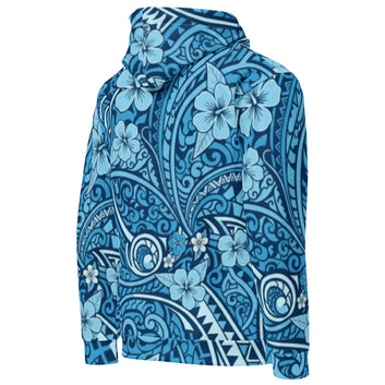 'Uliuli Lāhui (Tribal Blue) cotton hoodie Pullover Hoodie Pa'akai & Kukui