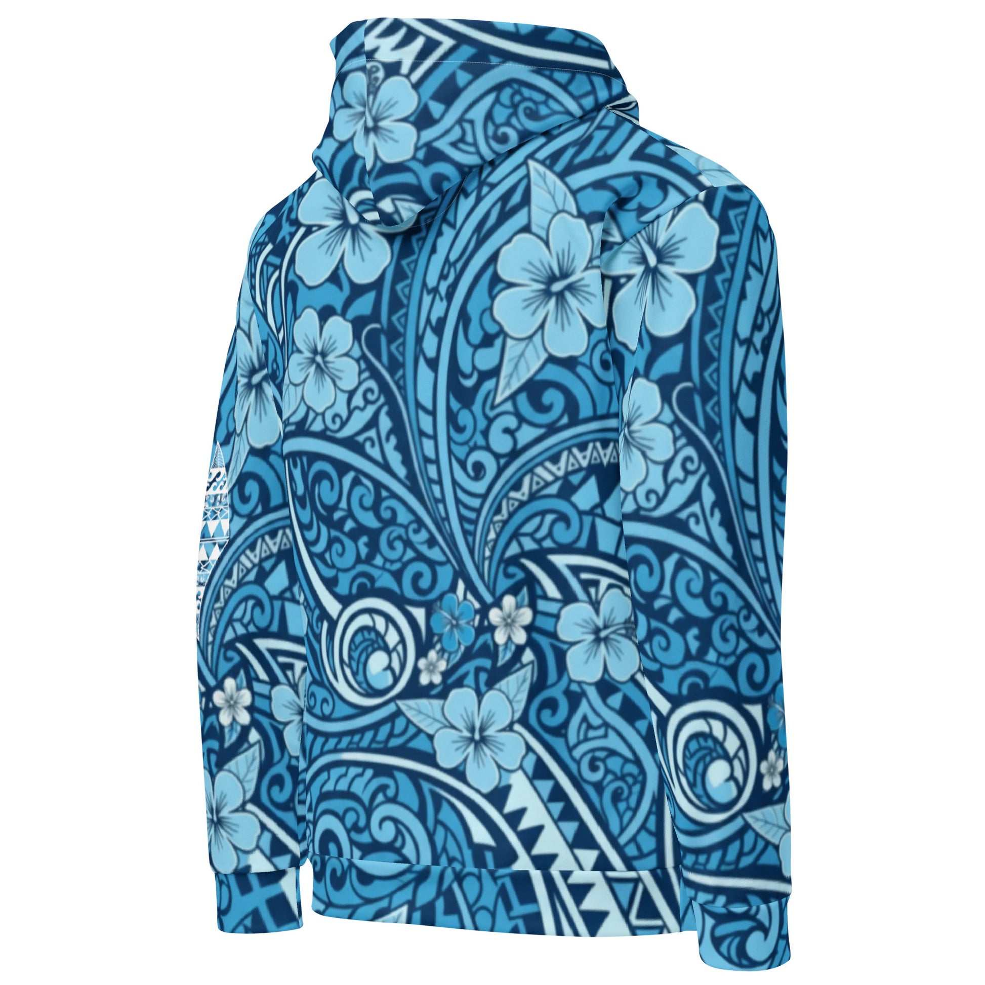 'Uliuli Lāhui (Tribal Blue) cotton hoodie Pullover Hoodie Pa'akai & Kukui