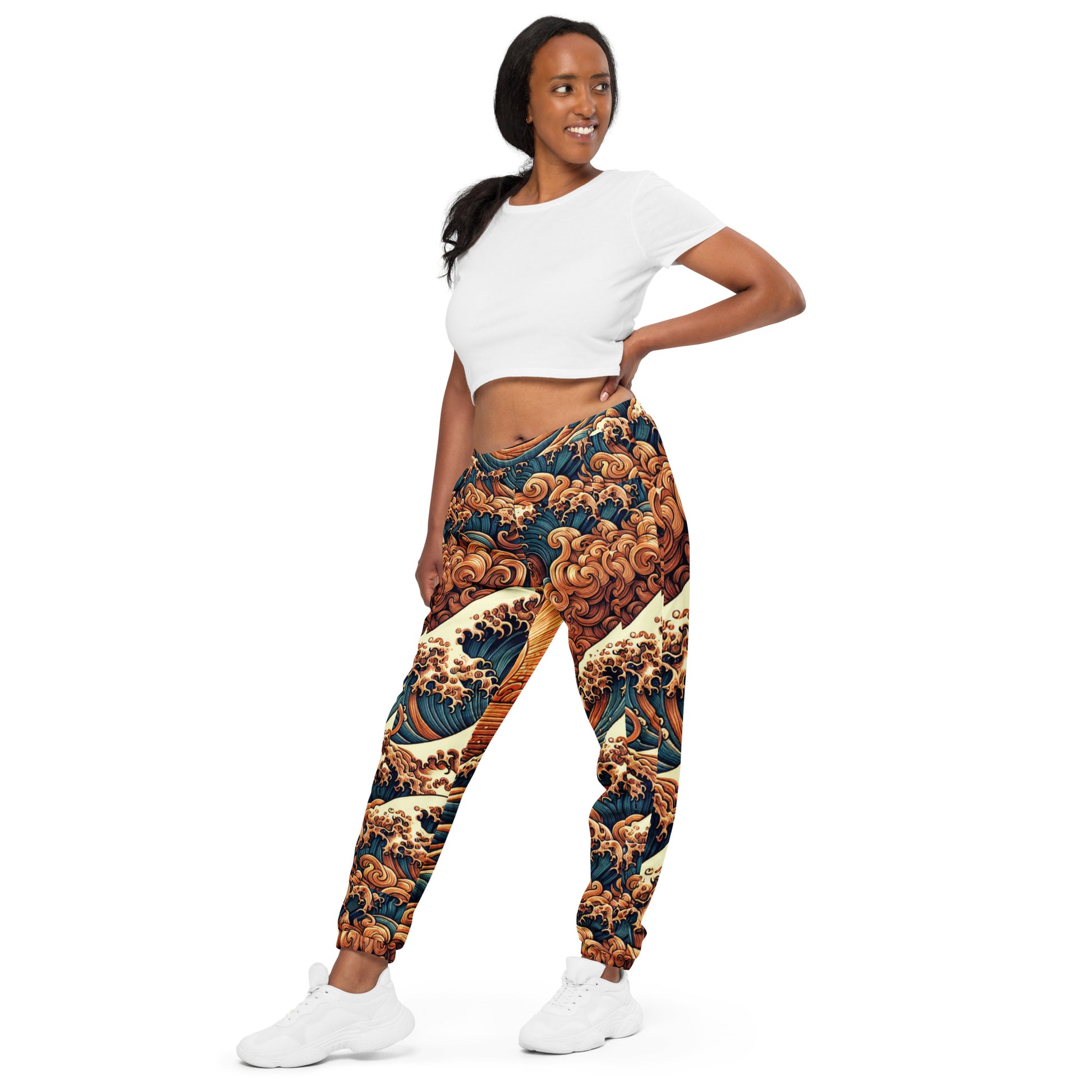 Japanese Wave Art Track Pants Track Pants Pa'akai & Kukui