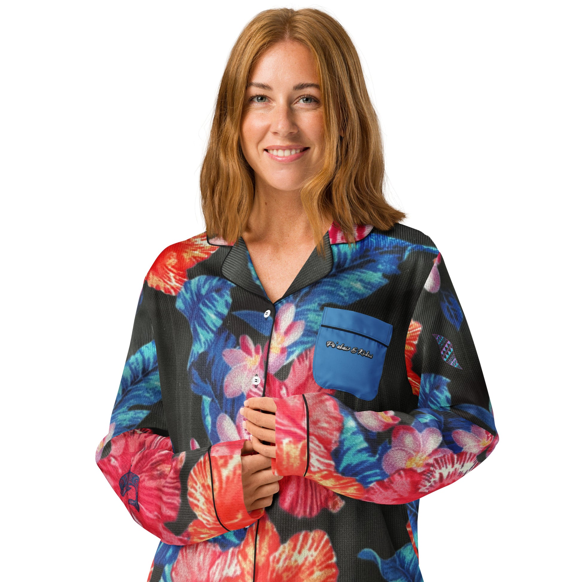 Ho'ōla (To Give Life, To Heal, To Revive) Women’s floral long sleeve pajama top Women's long sleeve pajama top Pa'akai & Kukui