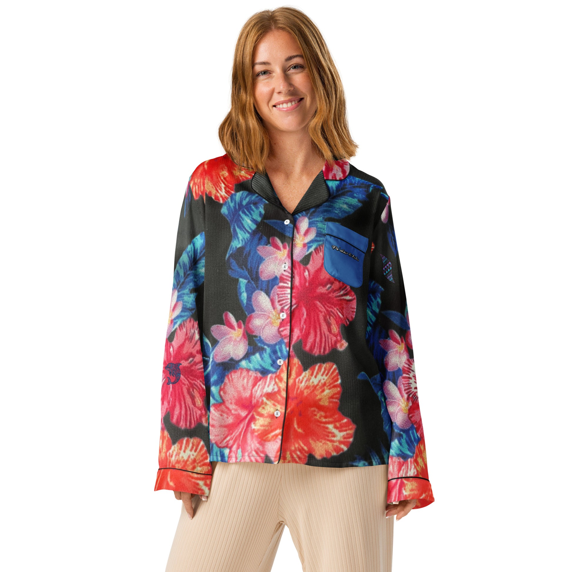 Ho'ōla (To Give Life, To Heal, To Revive) Women’s floral long sleeve pajama top Women's long sleeve pajama top Pa'akai & Kukui