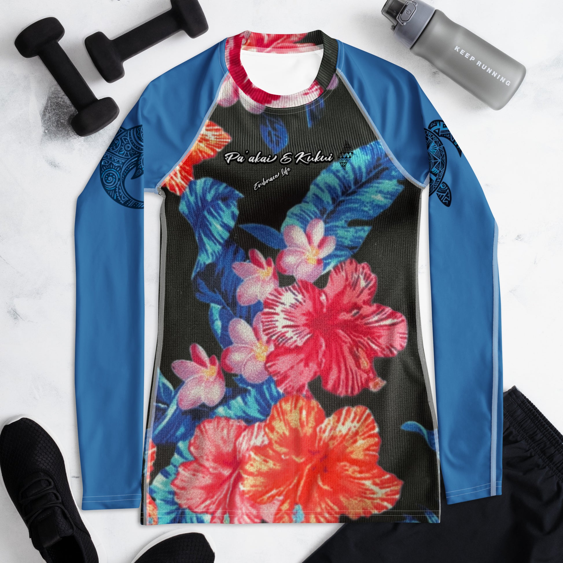 Ho'ōla (To Give Life, To Heal, To Revive) Women's Floral Rash Guard Women's Rash Guard Pa'akai & Kukui