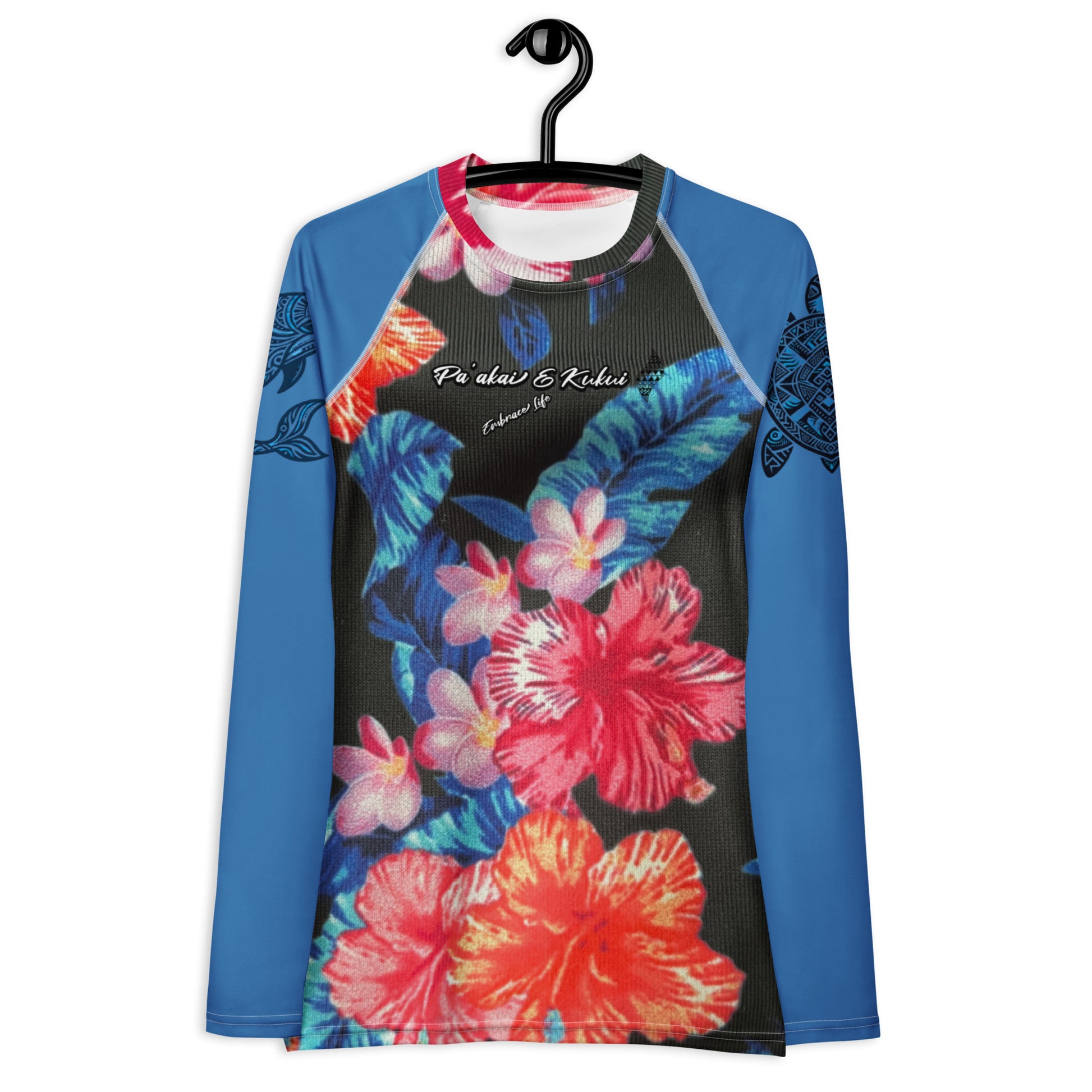 Ho'ōla (To Give Life, To Heal, To Revive) Women's Floral Rash Guard Women's Rash Guard Pa'akai & Kukui