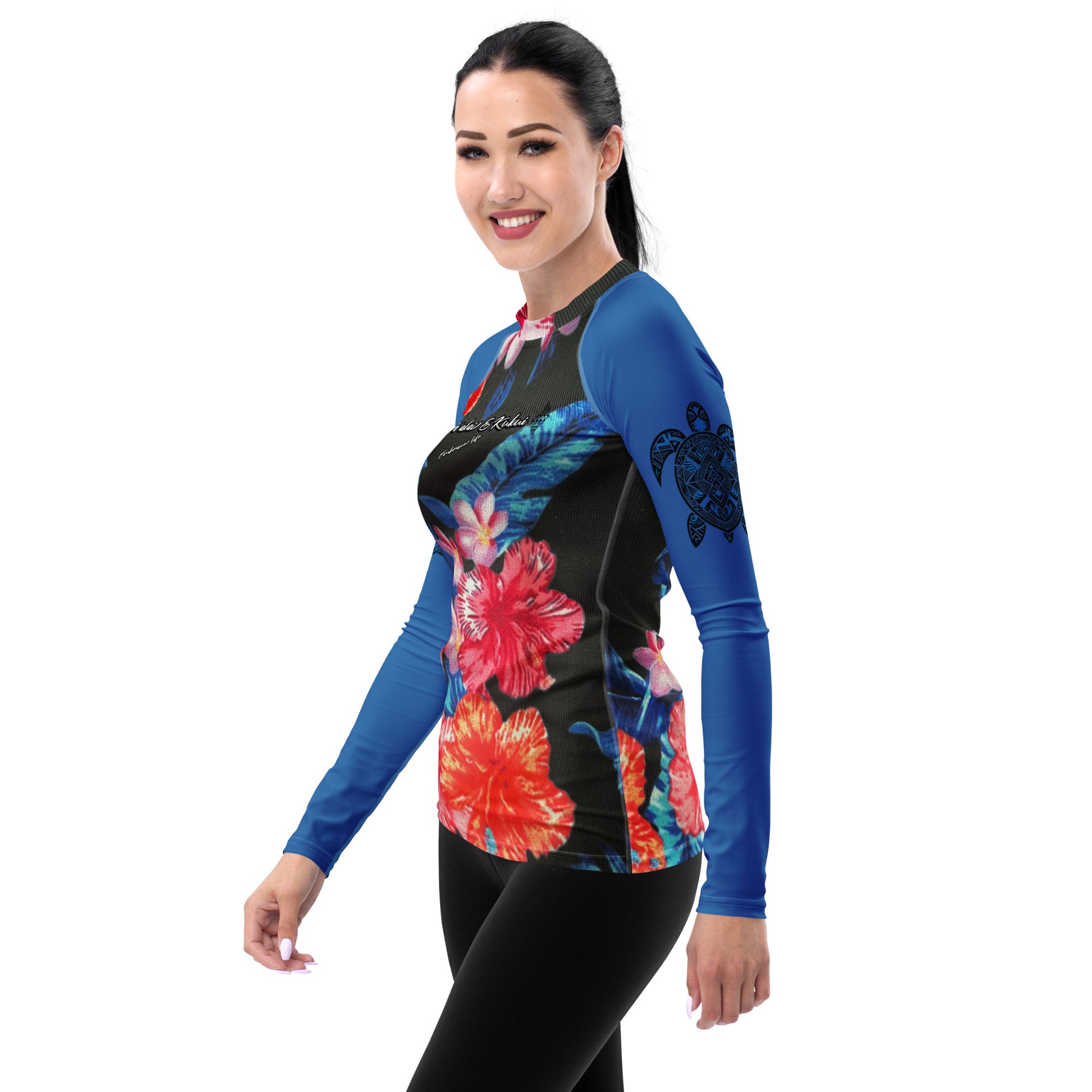 Ho'ōla (To Give Life, To Heal, To Revive) Women's Floral Rash Guard Women's Rash Guard Pa'akai & Kukui