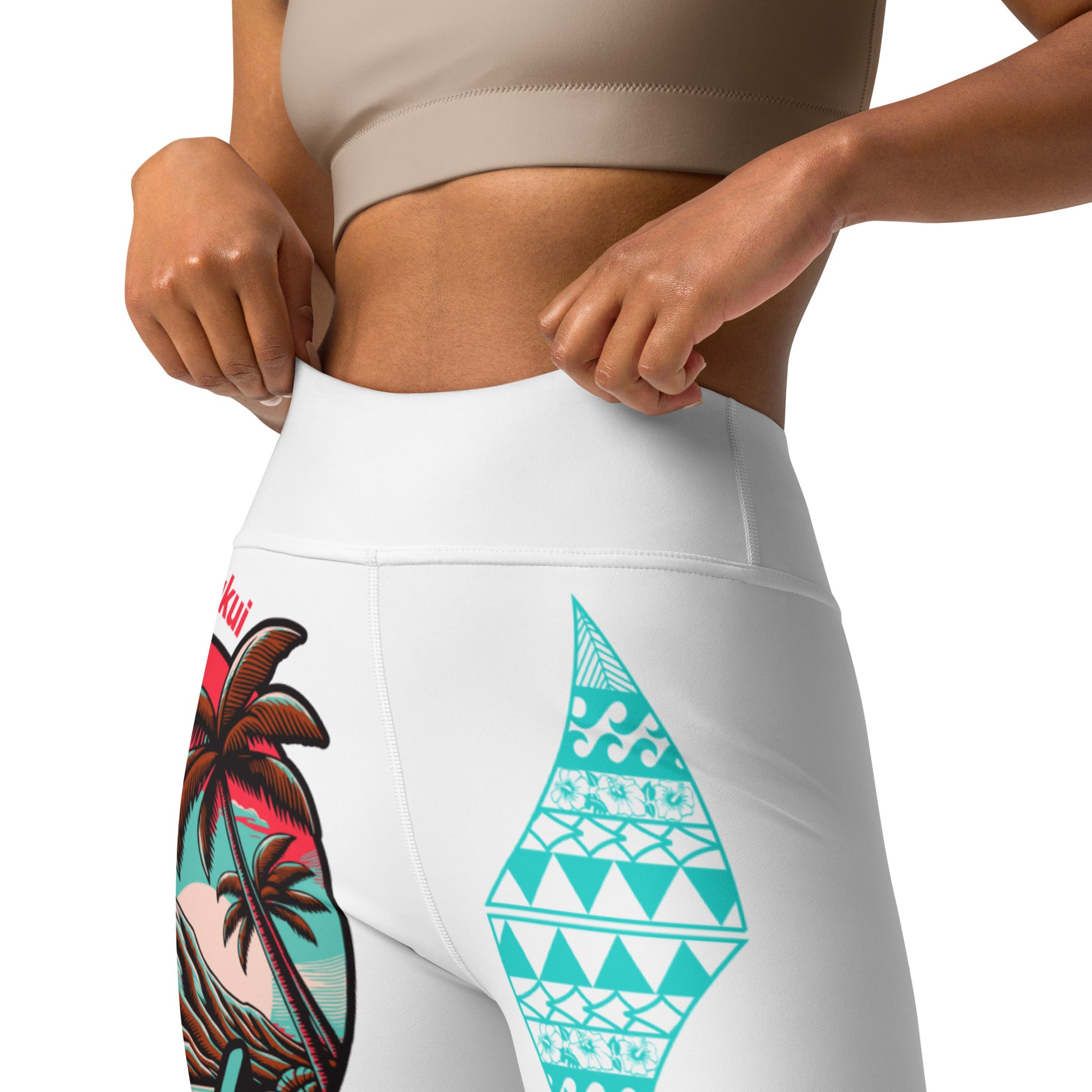 Aloha Vibes (Teal) Yoga Leggings Yoga Leggings Pa'akai & Kukui