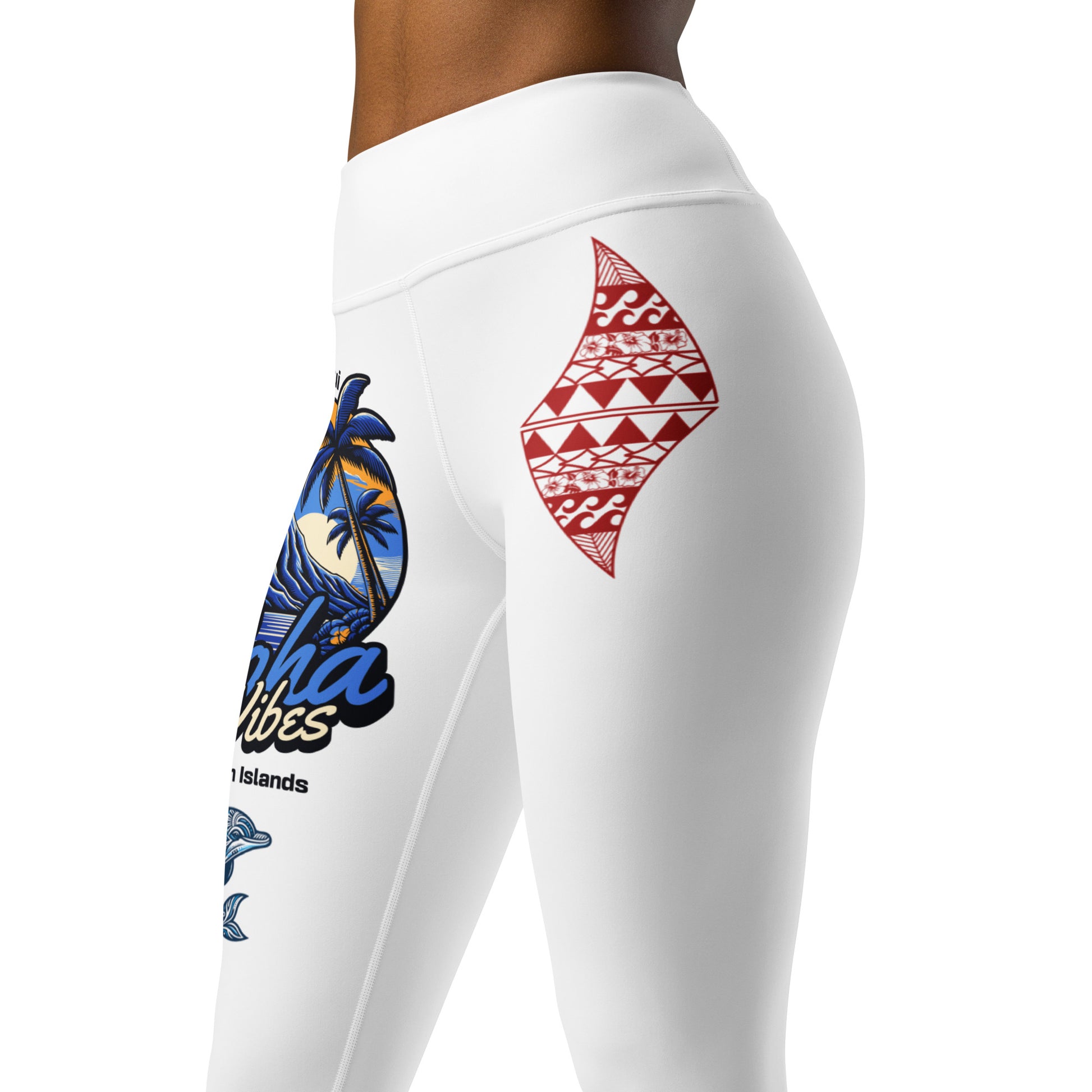 Aloha Vibes (Blue) Yoga Leggings Yoga Leggings Pa'akai & Kukui
