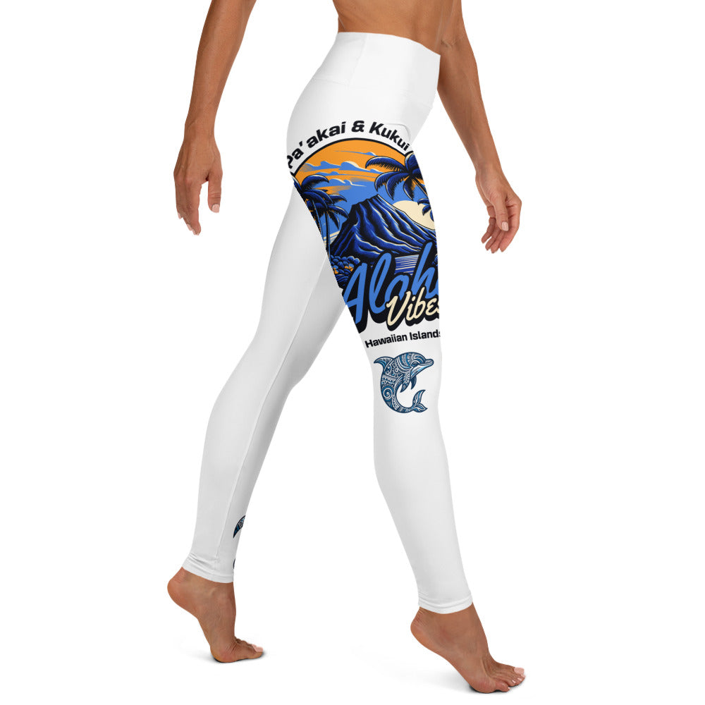 Aloha Vibes (Blue) Yoga Leggings Yoga Leggings Pa'akai & Kukui