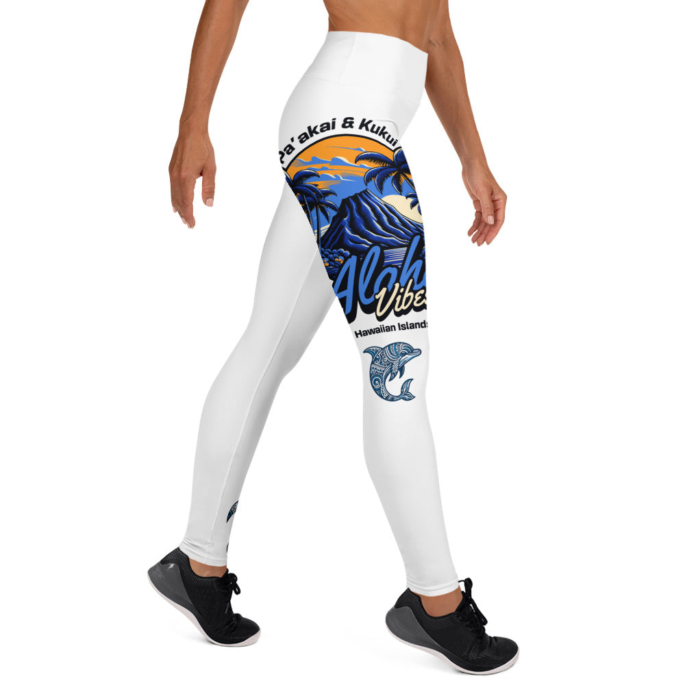 Aloha Vibes (Blue) Yoga Leggings Yoga Leggings Pa'akai & Kukui