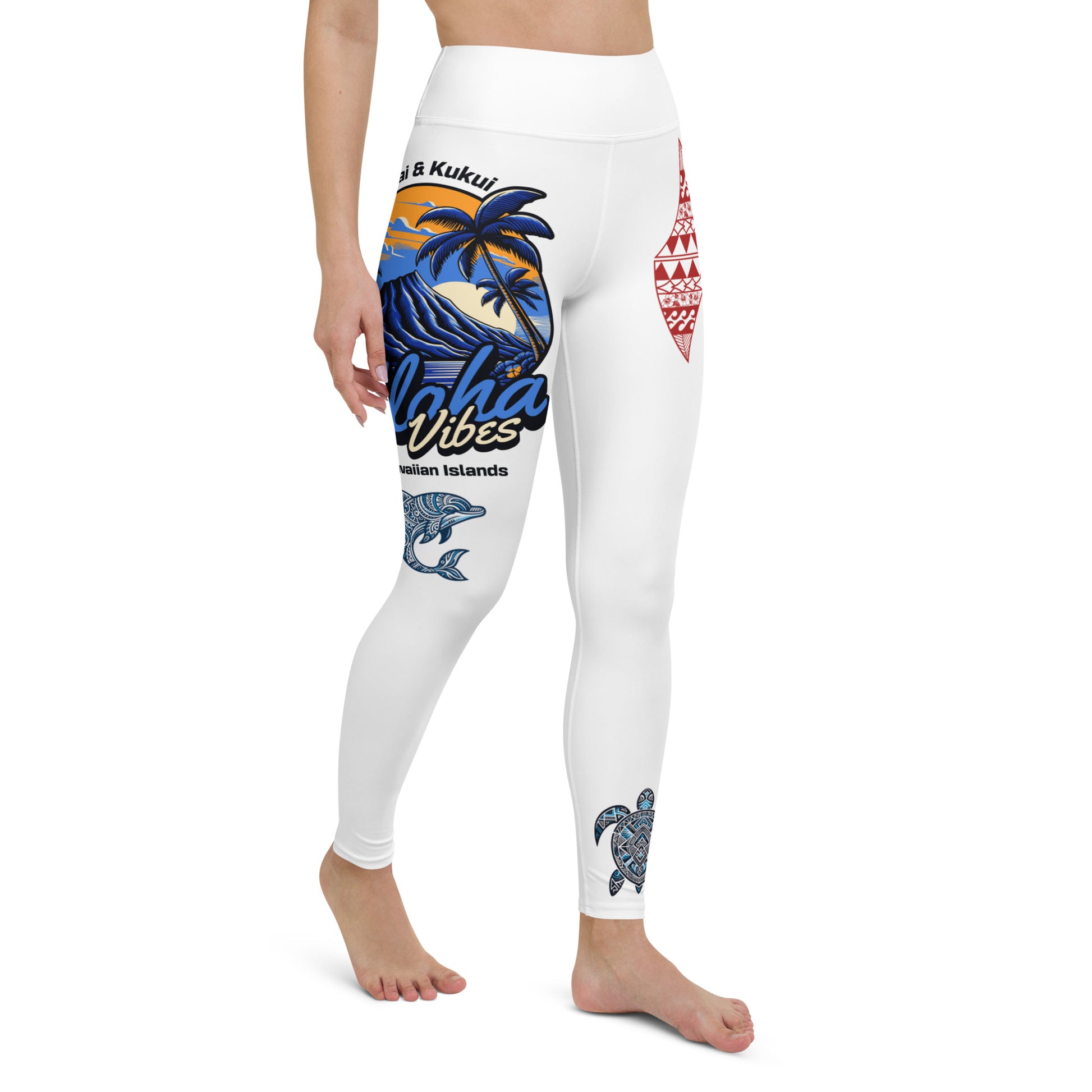 Aloha Vibes (Blue) Yoga Leggings Yoga Leggings Pa'akai & Kukui