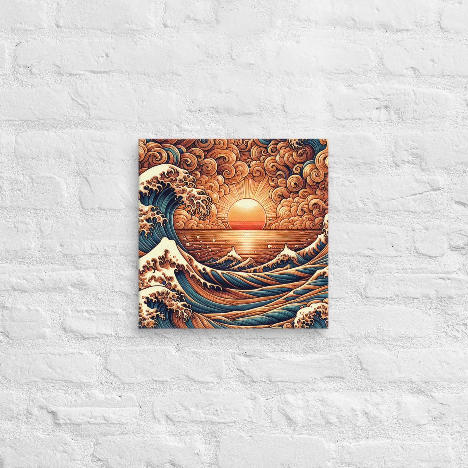 Japanese Wave Art Canvas Canvas Pa'akai & Kukui 14″×14″