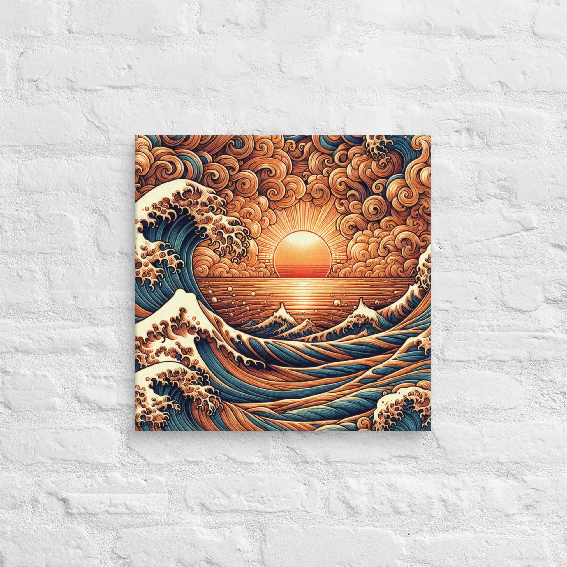 Japanese Wave Art Canvas Canvas Pa'akai & Kukui 18″×18″