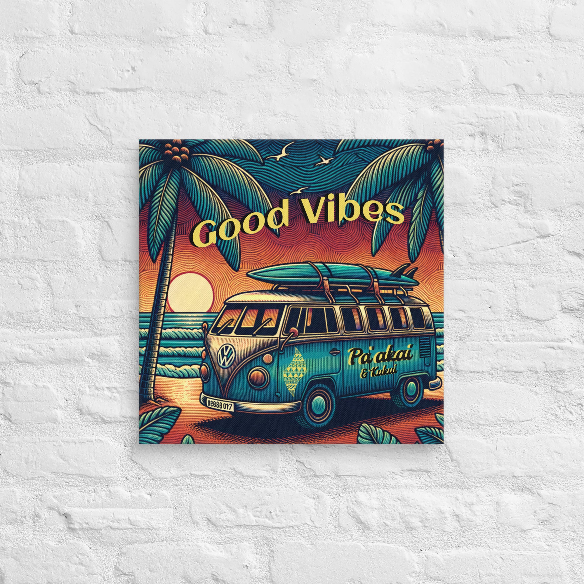 VW Good Vibes Canvas Canvas Pa'akai & Kukui 18″×18″