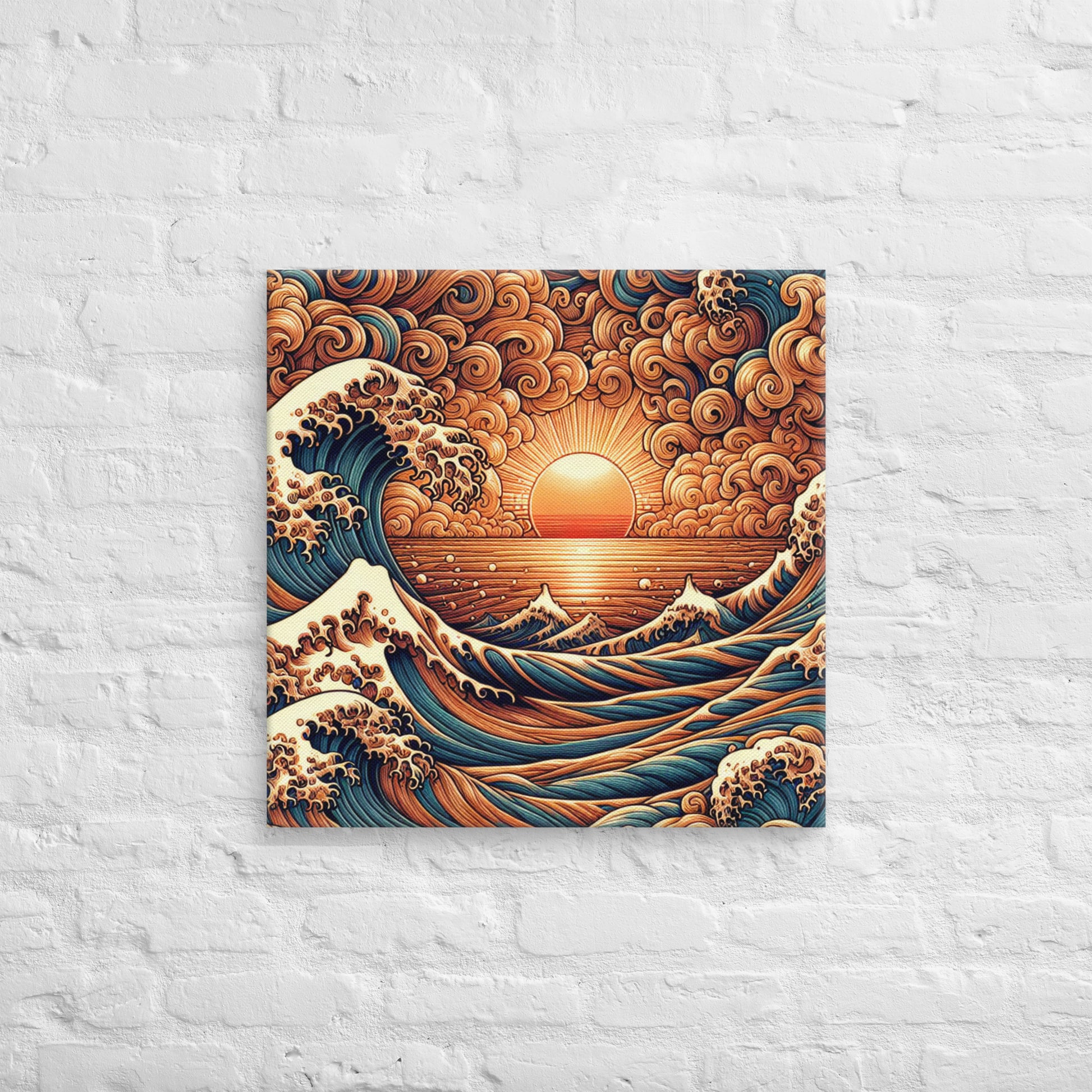 Japanese Wave Art Canvas Canvas Pa'akai & Kukui 24″×24″