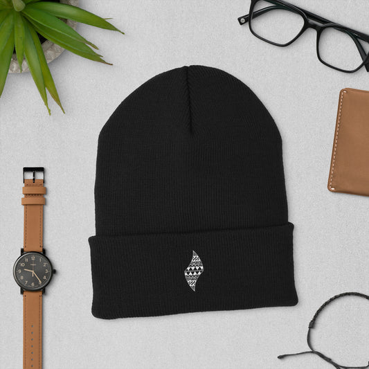 Pa'akai& Kukui Logo (white) Cuffed Beanie