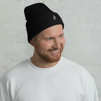 Pa'akai& Kukui Logo (white) Cuffed Beanie