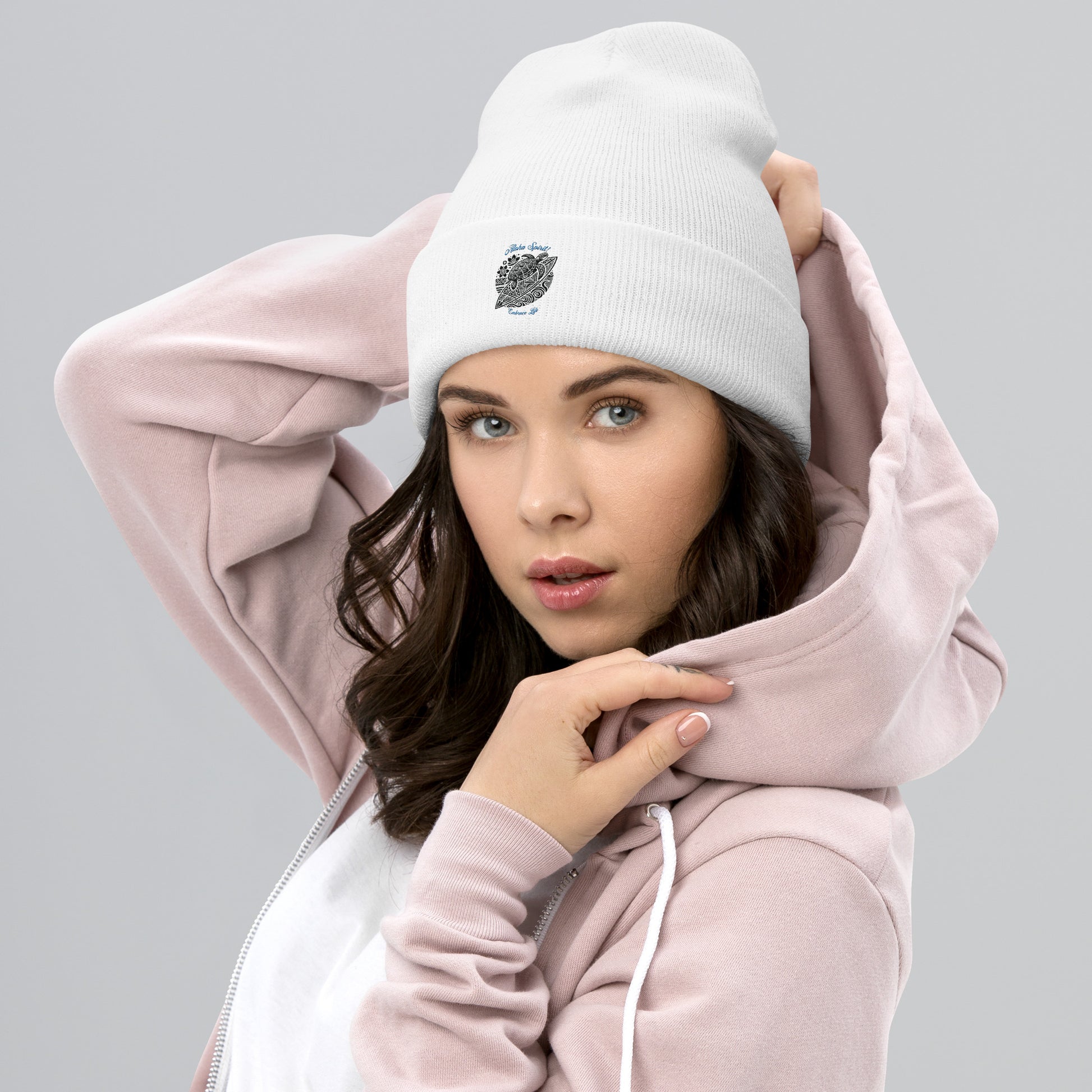 Aloha Spirit Cuffed Beanie Beanie Pa'akai & Kukui White