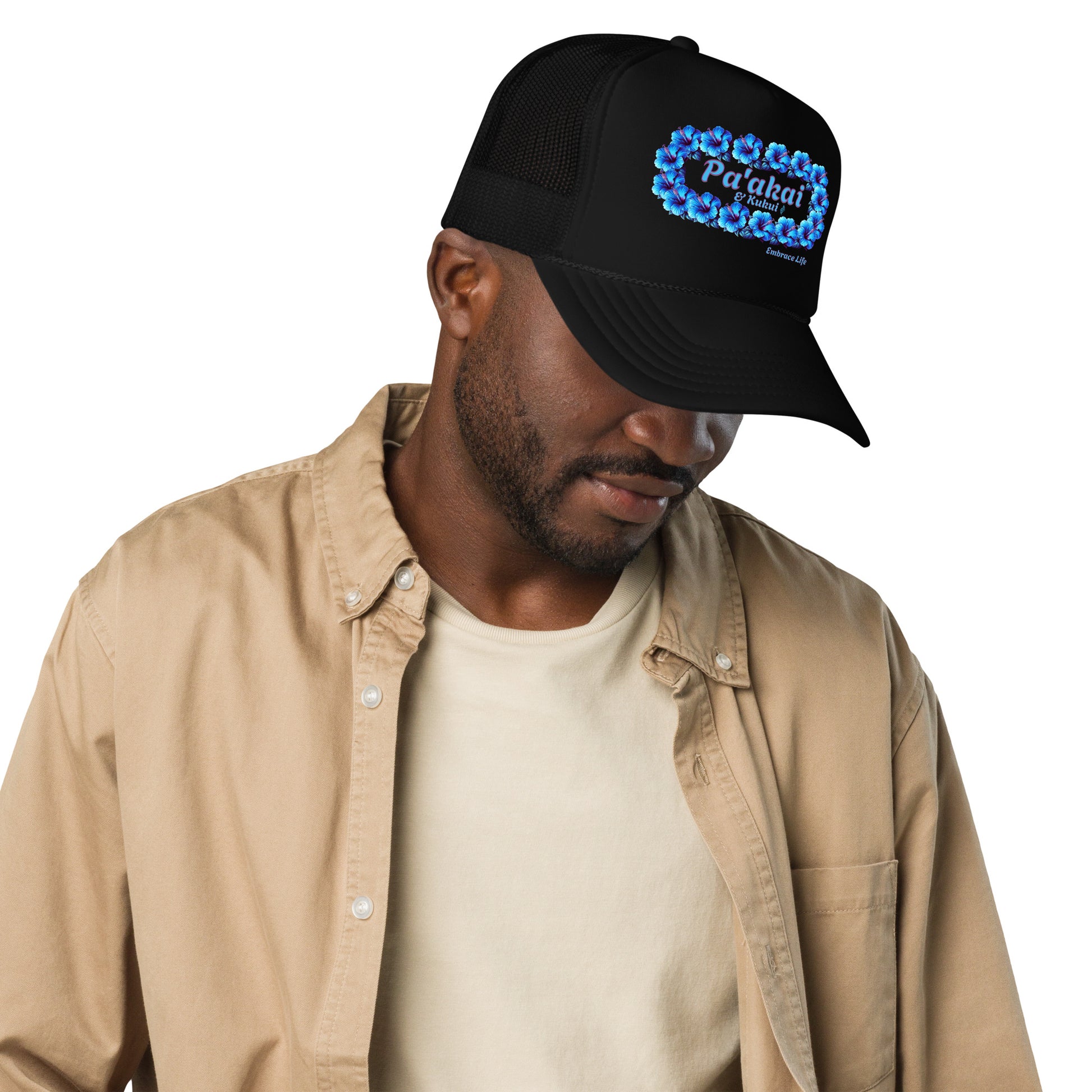 Pua aloalo trucker hat Trucker Hat Pa'akai & Kukui Black