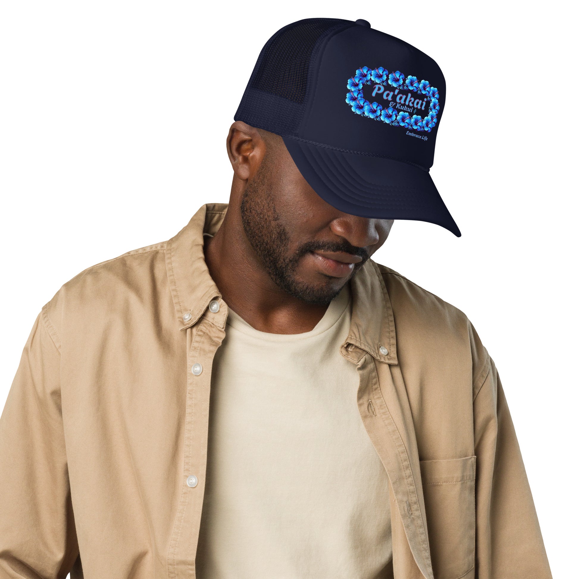 Pua aloalo trucker hat Trucker Hat Pa'akai & Kukui Navy