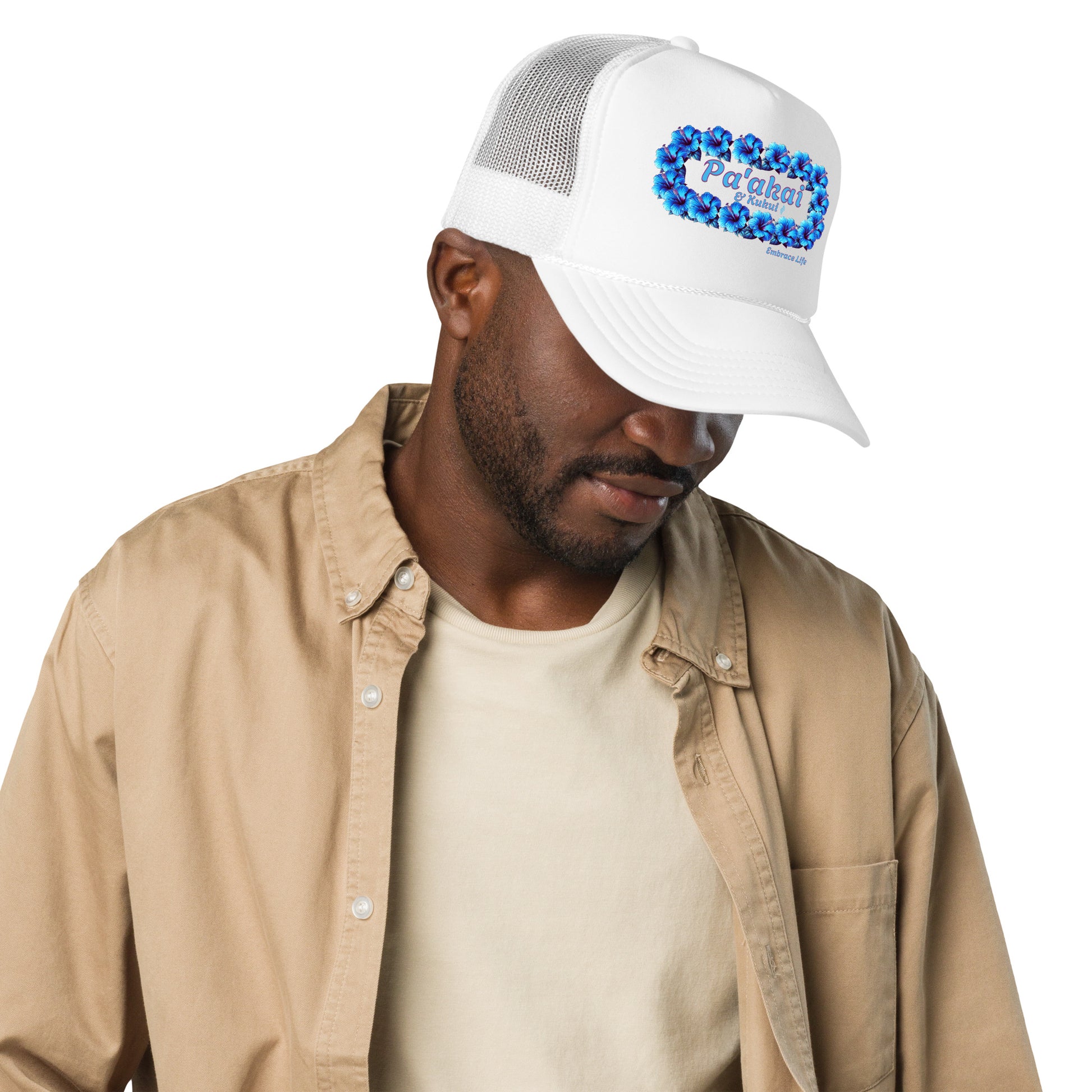 Pua aloalo trucker hat Trucker Hat Pa'akai & Kukui White