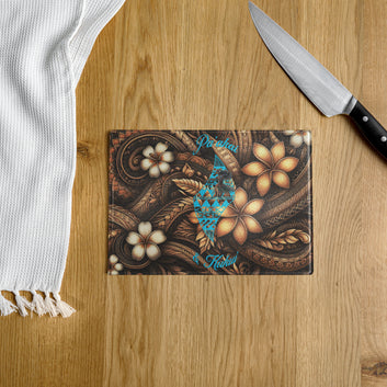 Lū'au 'Ohana Glass cutting board
