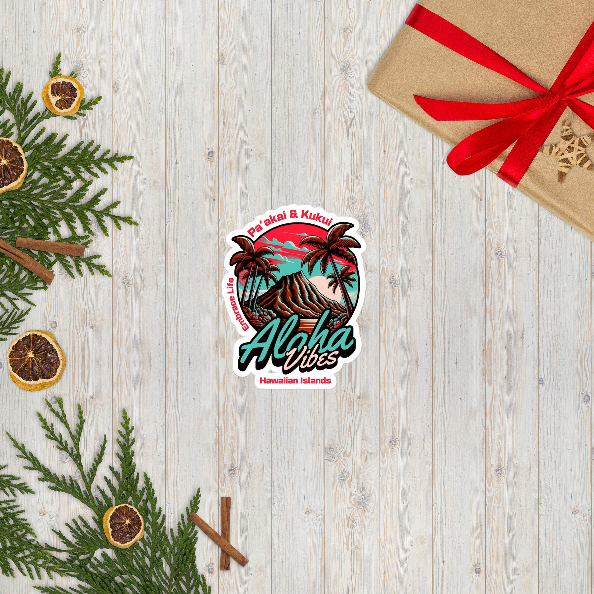 Aloha Vibes (Teal) Bubble-free stickers Sticker Pa'akai & Kukui 4″×4″
