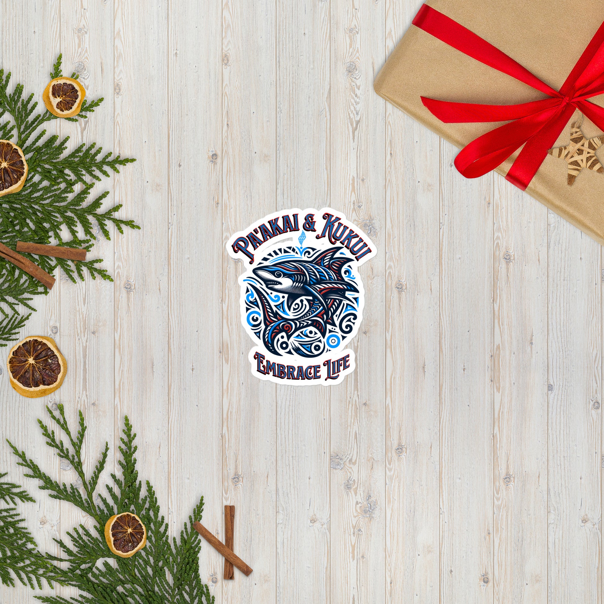 Tribal Shark Bubble-free stickers Sticker Pa'akai & Kukui 4″×4″